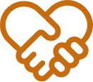 A FREE GOVERNMENT PHONE SERVICE handshake icon with two hands in the shape of a heart.